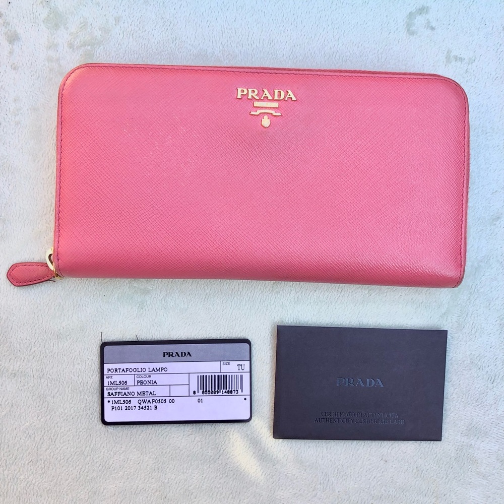 Prada Saffiano Metal Pink Zippy Long Continental Large Wallet
